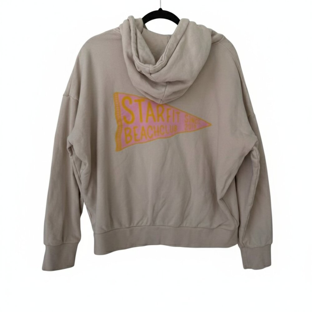 Starfit Beach Club Women’s Neutral Beige Hoodie Sweatshirt Size Medium Pullover - Picture 3 of 12